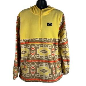 Massive Outdoor‎ Fleece Hoodie Sweatshirt Aztec Southwest Hiking Men's XL Yellow